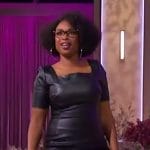 Jennifer’s black leather square neck dress on The Jennifer Hudson Show