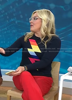 Jennifer Jolly's rainbow lightning bolt sweater on Today