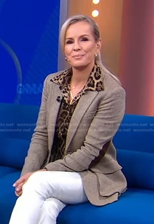 Jennifer’s leopard blouse and herringbone blazer on Good Morning America