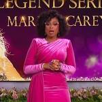 Jennifer’s pink velvet drape dress on The Jennifer Hudson Show