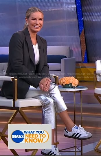 Jennifer’s white striped sneakers on Good Morning America