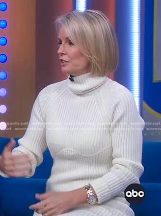 Jennifer’s white ribbed turtleneck sweater dress on Good Morning America