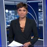 Jericka’s black pleated blazer dress on CBS Evening News