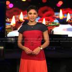 Jericka’s colorblock pleated dress on CBS Evening News