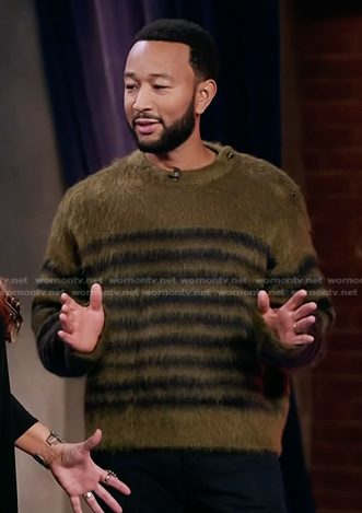 John’s green striped mohair sweater on The Voice