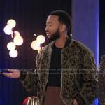 John’s green leopard bomber jacket on The Voice