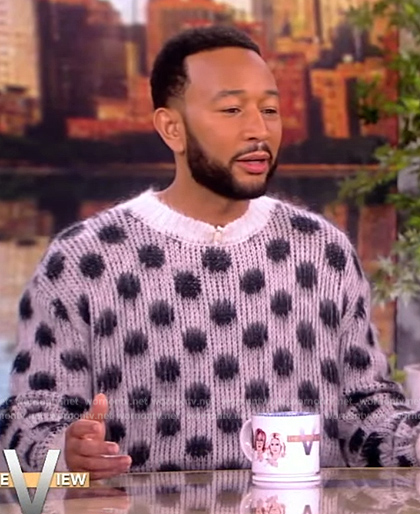 John Legend's gray polka dot mohair sweater on The View