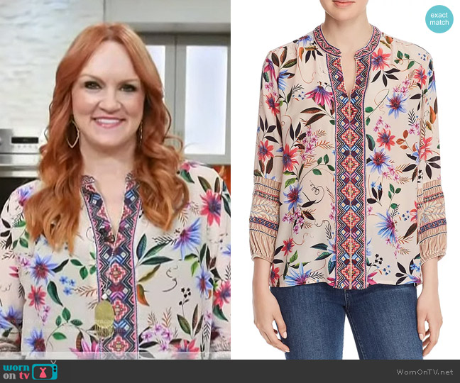 Johnny Was Paris Silk Embroidered-Trim Blouse worn by Ree Drummond on Today