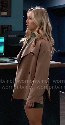 Josslyn’s short trench coat on General Hospital