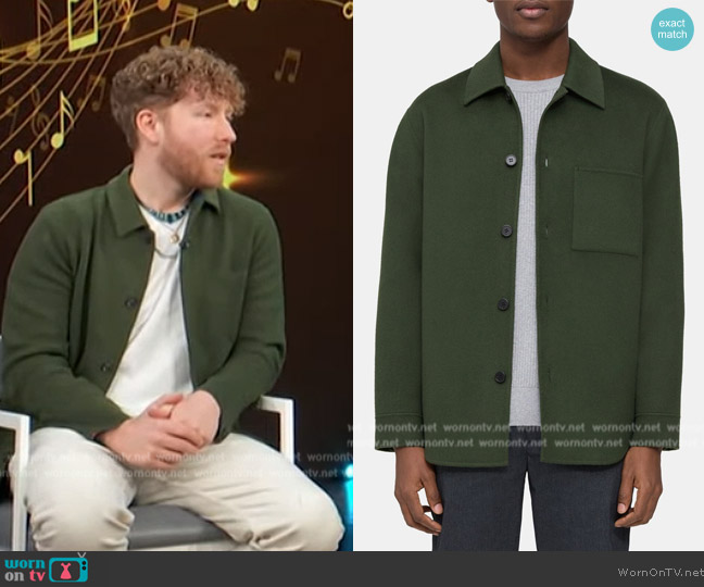 Theory Shirt Jacket in Cashmere worn by JP Saxe on Access Hollywood