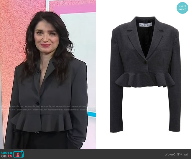 JW Anderson Ruffled-Trim Cropped Blazer worn by Eve Hewson on Today