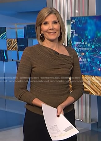 Kate's brown asymmetric neck top on NBC News Daily