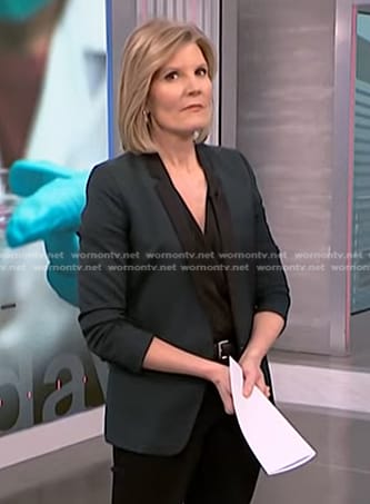 Kate's green contrast lapel blazer on NBC News Daily