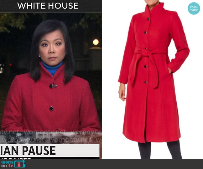 Kate Spade Single Breasted Belted Coat worn by Weijia Jiang on CBS Mornings