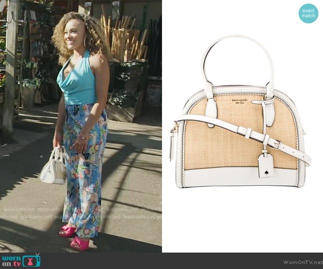 Kate Spade Raffia Leather Handle Bag worn by Ashley Darby on The Real Housewives of Potomac