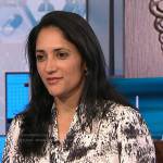 Dr. Kavita Patel's ivory animal print blouse on NBC News Daily