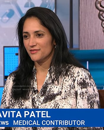 Dr. Kavita Patel's ivory animal print blouse on NBC News Daily