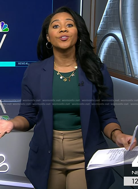 Kay Angrum's navy 3/4 sleeve blazer on NBC News Daily