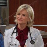 Kayla’s burgundy tie neck dress on Days of our Lives