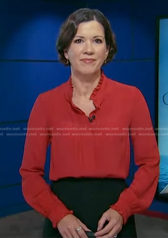 Kelly Cobiella’s red ruffle trim blouse on Today