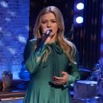Kelly’s green ombre long sleeve dress on The Kelly Clarkson Show