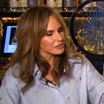 Keltie Knight’s blue embellished shirt on E! News