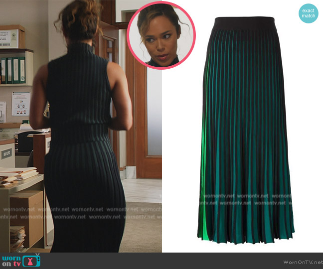 Kenzo Plisse Skirt worn by Emily Lopez (Jessica Camacho) on All Rise