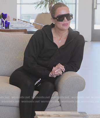 Khloe's black hoodie and sunglasses on The Kardashians