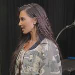 Kim’s camo print bomber jacket on The Kardashians