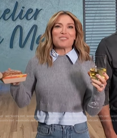 Kit's gray layered sweater on Access Hollywood