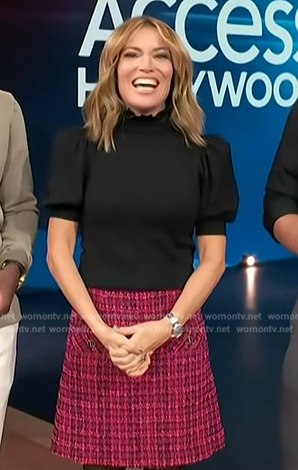 Kit's pink tweed mini skirt and top on Access Hollywood