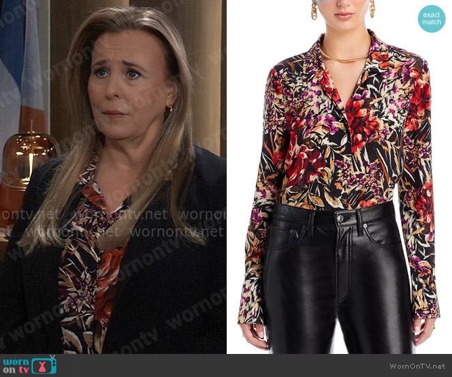 Kobi Halperin Lola Silk Blouse worn by Laura Collins (Genie Francis) on General Hospital