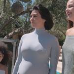 Kourtney’s blue mesh top and skirt on The Kardashians