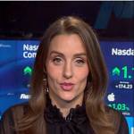 Kristina Partsinevelos’s black tie neck sheer blouse on NBC News Daily