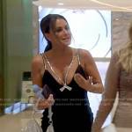 Kyle’s black crystal strap mini dress on The Real Housewives of Beverly Hills