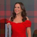 Lacey Chabert’s red off-shoulder dress on The Talk