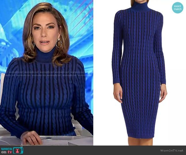 L'Agence Ciela Cable Knit Turtleneck Dress worn by Kyra Phillips on Good Morning America