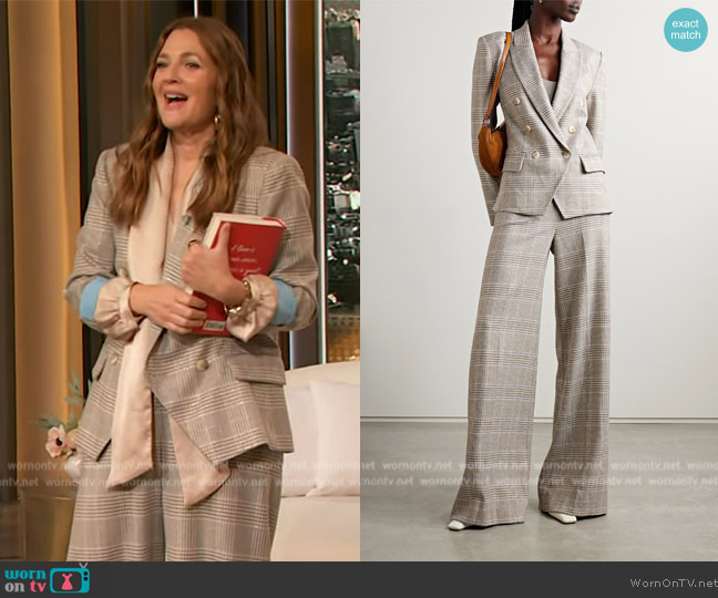 L'Agence Kenzie double-breasted blazer worn by Drew Barrymore on The Drew Barrymore Show