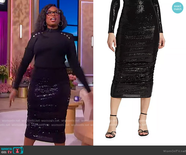 Jennifer’s black button sequin skirt on The Jennifer Hudson Show