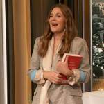 Drew's gray plaid suit on The Drew Barrymore Show