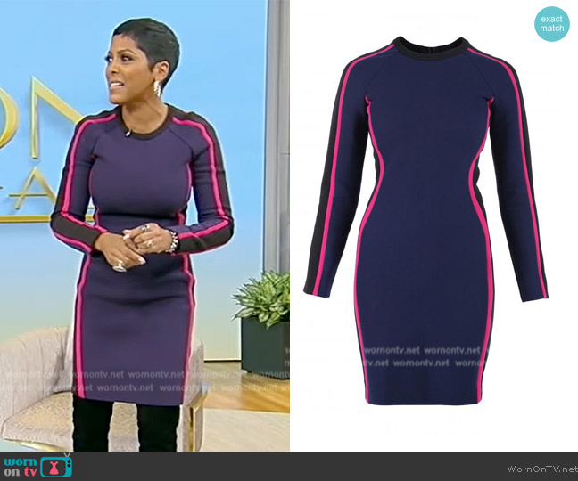 Lanvin Navy Side Stripe Dress worn by Tamron Hall on Tamron Hall Show