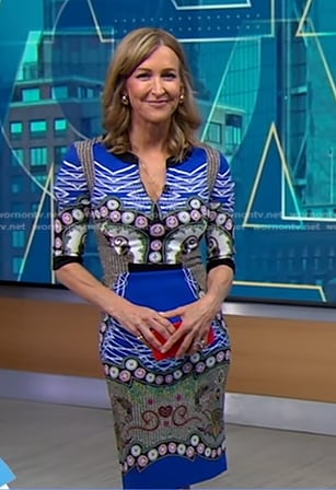 Lara's blue printed sheath dress on Good Morning America