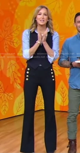 Lara’s navy sailor pants on Good Morning America