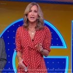 Lara’s orange printed tie neck dress on Good Morning America