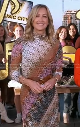 Lara's diagonal print knit dress on Good Morning America