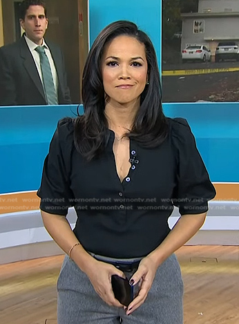 Laura’s black puff sleeve top on Today