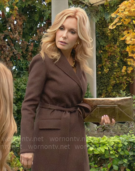 Lauren's chocolate brown coat on The Young and the Restless