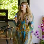 Leah’s blue mixed print kaftan on The Real Housewives Ultimate Girls Trip