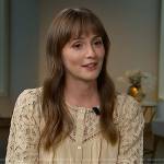 Leighton Meester’s lace inset blouse on E! News