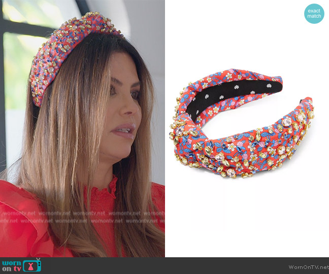 Lele Sadoughi Liberty Mixed Crystal Knotted Headband worn by Adriana de Moura (Adriana de Moura) on The Real Housewives of Miami